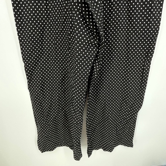 Loft Womens Size 10 Sleeveless Jumpsuit Black White Polka Dot Wide Leg Cropped - Picture 14 of 16